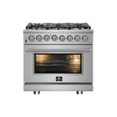 FORNO Massimo 36-Inch Freestanding Dual Fuel Range in Stainless Steel - FFSGS6125-36
