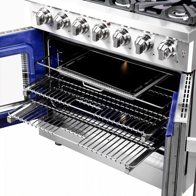 FORNO Massimo 36-Inch Freestanding French Door Gas Range in Stainless Steel - FFSGS6439-36