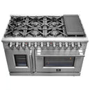 FORNO Massimo 48-Inch Freestanding French Door Dual Fuel Range in Stainless Steel - FFSGS6325-48