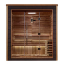 GOLDEN DESIGNS SAVONLINNA 3 PERSON OUTDOOR-INDOOR TRADITIONAL STEAM SAUNA - CANADIAN RED CEDAR INTERIOR GDI-8503-01