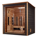 GOLDEN DESIGNS VISBY 3 PERSON OUTDOOR-INDOOR PURETECH HYBRID FULL SPECTRUM SAUNA - CANADIAN RED CEDAR INTERIOR GDI-8223-01