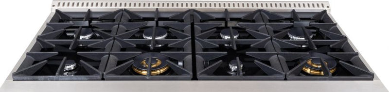 Hallman 48 In. Gas Range, Glossy Black with Chrome Trim - Bold Series, HBRG48CMGB