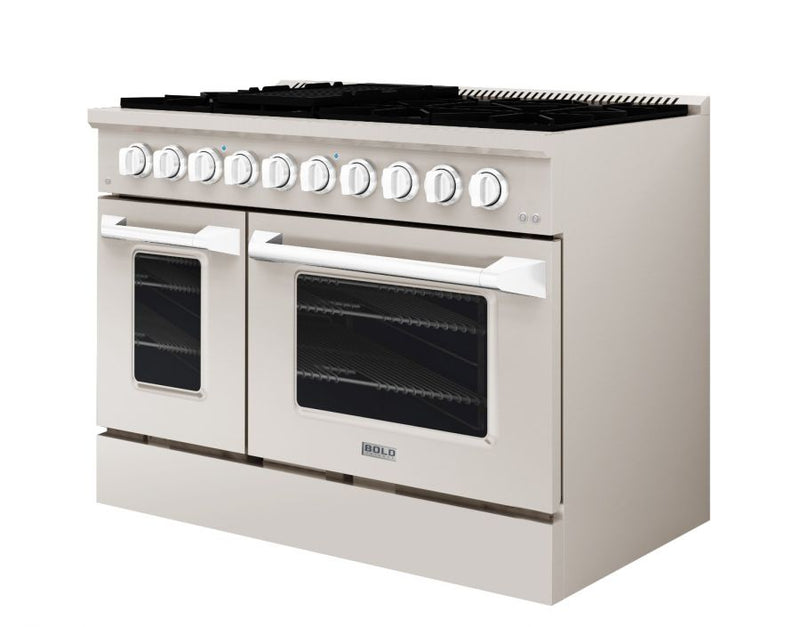 Hallman 48 In. Propane Gas Range, Stainless Steel with Chrome Trim - Bold Series, HBRG48CMSS-LP
