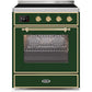 ILVE - Majestic II Series - 30 Inch Electric Freestanding Single Oven Range (UMI30NE3) - Emerald Green with Brass Trim