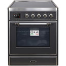 ILVE - Majestic II Series - 30 Inch Electric Freestanding Single Oven Range (UMI30NE3) - Matte Graphite with Chrome Trim