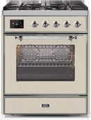 ILVE 30" Majestic II Series Gas Burner and Electric Oven Range with 5 Sealed Burners (UM30DNE3) - Antique White