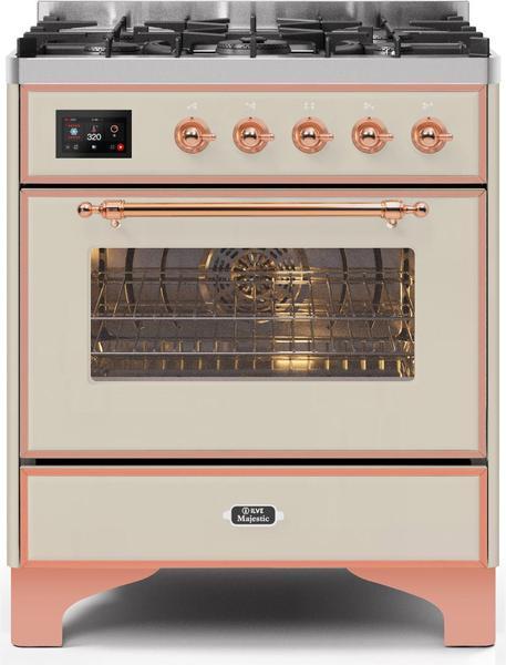 ILVE 30" Majestic II Series Gas Burner and Electric Oven Range with 5 Sealed Burners (UM30DNE3) - Antique White