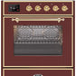 ILVE 30" Majestic II Series Gas Burner and Electric Oven Range with 5 Sealed Burners (UM30DNE3) - Burgundy with Brass Trim