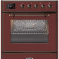 ILVE 30" Majestic II Series Gas Burner and Electric Oven Range with 5 Sealed Burners (UM30DNE3) - Burgundy with Bronze Trim