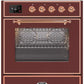 ILVE 30" Majestic II Series Gas Burner and Electric Oven Range with 5 Sealed Burners (UM30DNE3) - Burgundy with Copper trim