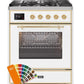 ILVE 30" Majestic II Series Gas Burner and Electric Oven Range with 5 Sealed Burners (UM30DNE3) - Custom Color with Brass Trim