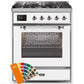 ILVE 30" Majestic II Series Gas Burner and Electric Oven Range with 5 Sealed Burners (UM30DNE3) - Matte Graphite with Chrome Trim