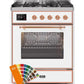 ILVE 30" Majestic II Series Gas Burner and Electric Oven Range with 5 Sealed Burners (UM30DNE3) - Custom Color with Copper Trim