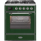ILVE 30" Majestic II Series Gas Burner and Electric Oven Range with 5 Sealed Burners (UM30DNE3) - Emerald Green with Chrome Trim