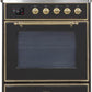 ILVE 30" Majestic II Series Gas Burner and Electric Oven Range with 5 Sealed Burners - Glossy Black