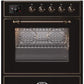 ILVE 30" Majestic II Series Gas Burner and Electric Oven Range with 5 Sealed Burners - Glossy Black with Bronze Trim