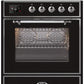 ILVE 30" Majestic II Series Gas Burner and Electric Oven Range with 5 Sealed Burners (UM30DNE3) - Glossy Black with Chrome Trim