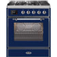 ILVE 30" Majestic II Series Gas Burner and Electric Oven Range with 5 Sealed Burners (UM30DNE3) - Midnight Blue with Chrome Trim