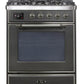 ILVE 30" Majestic II Series Gas Burner and Electric Oven Range with 5 Sealed Burners (UM30DNE3) - Matte Graphite with Chrome Trim