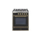 ILVE 30" Majestic II Series Gas Burner and Electric Oven Range with 5 Sealed Burners UM30DNE3