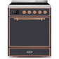 ILVE - Majestic II Series - 30 Inch Electric Freestanding Range (UMI30QNE3) - Matte Graphite with Copper Trim