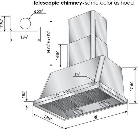 ILVE Majestic 30 Inch Wall Mount Convertible Hood (UAM76) Measurements