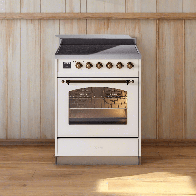 ILVE 30" Nostalgie II Series Freestanding Electric Double Oven Range with 5 Elements, Triple Glass Cool Door, Convection Oven, TFT Oven Control Display and Child Lock - UPI304NMP