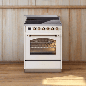 ILVE 30" Nostalgie II Series Freestanding Electric Double Oven Range with 5 Elements, Triple Glass Cool Door, Convection Oven, TFT Oven Control Display and Child Lock - UPI304NMP