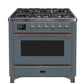 ILVE 36 Inch Majestic II Series Dual Fuel Natural Gas Range with 6 Burners and Griddle with 3.5 cu. ft. Oven Capacity TFT Oven Control Display UM09FDNS3