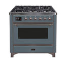ILVE 36 Inch Majestic II Series Dual Fuel Natural Gas Range with 6 Burners and Griddle with 3.5 cu. ft. Oven Capacity TFT Oven Control Display UM09FDNS3