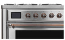 ILVE 36 Inch Majestic II Series Dual Fuel Natural Gas Range with 6 Burners and Griddle with 3.5 cu. ft. Oven Capacity TFT Oven Control Display UM09FDNS3