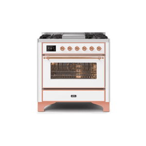 ILVE 36 Inch Majestic II Series Dual Fuel Natural Gas Range with 6 Burners and Griddle with 3.5 cu. ft. Oven Capacity TFT Oven Control Display UM09FDNS3