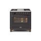 ILVE 36 Inch Majestic II Series Dual Fuel Natural Gas Range with 6 Burners and Griddle with 3.5 cu. ft. Oven Capacity TFT Oven Control Display UM09FDNS3