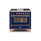 ILVE 36 Inch Majestic II Series Dual Fuel Natural Gas Range with 6 Burners and Griddle with 3.5 cu. ft. Oven Capacity TFT Oven Control Display UM09FDNS3