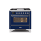 ILVE 36 Inch Majestic II Series Dual Fuel Natural Gas Range with 6 Burners and Griddle with 3.5 cu. ft. Oven Capacity TFT Oven Control Display UM09FDNS3