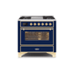 ILVE 36 Inch Majestic II Series Dual Fuel Natural Gas Range with 6 Burners and Griddle with 3.5 cu. ft. Oven Capacity TFT Oven Control Display UM09FDNS3