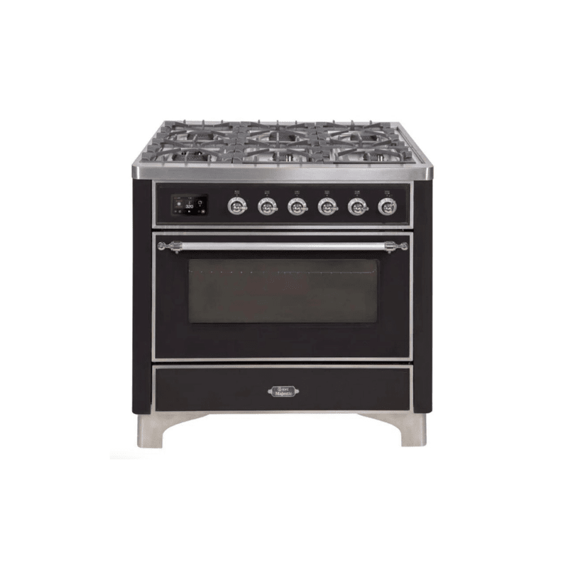 ILVE 36 Inch Majestic II Series Dual Fuel Natural Gas Range with 6 Burners and Griddle with 3.5 cu. ft. Oven Capacity TFT Oven Control Display UM09FDNS3