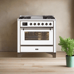 ILVE 36 Inch Majestic II Series Dual Fuel Natural Gas Range with 6 Burners and Griddle with 3.5 cu. ft. Oven Capacity TFT Oven Control Display UM09FDNS3