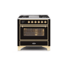 ILVE 36 Inch Majestic II Series Dual Fuel Natural Gas Range with 6 Burners and Griddle with 3.5 cu. ft. Oven Capacity TFT Oven Control Display UM09FDNS3