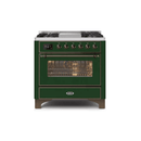 ILVE 36 Inch Majestic II Series Dual Fuel Natural Gas Range with 6 Burners and Griddle with 3.5 cu. ft. Oven Capacity TFT Oven Control Display UM09FDNS3