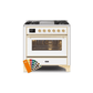 ILVE 36 Inch Majestic II Series Dual Fuel Natural Gas Range with 6 Burners and Griddle with 3.5 cu. ft. Oven Capacity TFT Oven Control Display UM09FDNS3