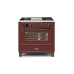 ILVE 36 Inch Majestic II Series Dual Fuel Natural Gas Range with 6 Burners and Griddle with 3.5 cu. ft. Oven Capacity TFT Oven Control Display UM09FDNS3