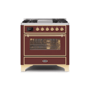 ILVE 36 Inch Majestic II Series Dual Fuel Natural Gas Range with 6 Burners and Griddle with 3.5 cu. ft. Oven Capacity TFT Oven Control Display UM09FDNS3