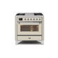 ILVE 36 Inch Majestic II Series Dual Fuel Natural Gas Range with 6 Burners and Griddle with 3.5 cu. ft. Oven Capacity TFT Oven Control Display UM09FDNS3
