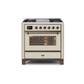 ILVE 36 Inch Majestic II Series Dual Fuel Natural Gas Range with 6 Burners and Griddle with 3.5 cu. ft. Oven Capacity TFT Oven Control Display UM09FDNS3