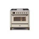 ILVE 36 Inch Majestic II Series Dual Fuel Natural Gas Range with 6 Burners and Griddle with 3.5 cu. ft. Oven Capacity TFT Oven Control Display UM09FDNS3