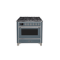 ILVE 36 Inch Majestic II Series Dual Fuel Natural Gas Range with 6 Burners and Griddle with 3.5 cu. ft. Oven Capacity TFT Oven Control Display UM09FDNS3