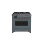 ILVE 36 Inch Majestic II Series Dual Fuel Natural Gas Range with 6 Burners and Griddle with 3.5 cu. ft. Oven Capacity TFT Oven Control Display UM09FDNS3