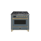 ILVE 36 Inch Majestic II Series Dual Fuel Natural Gas Range with 6 Burners and Griddle with 3.5 cu. ft. Oven Capacity TFT Oven Control Display UM09FDNS3
