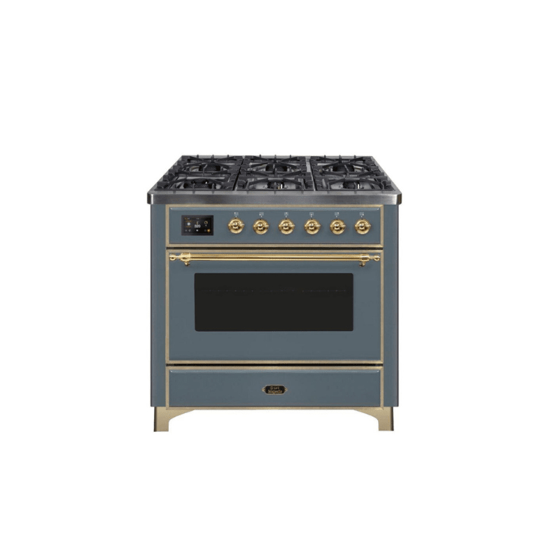 ILVE 36 Inch Majestic II Series Dual Fuel Natural Gas Range with 6 Burners and Griddle with 3.5 cu. ft. Oven Capacity TFT Oven Control Display UM09FDNS3
